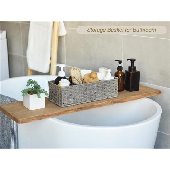 3-Section Wicker Baskets for Shelves,Hand-Woven Round Paper Rope Storage Baskets - Picture 4 of 8